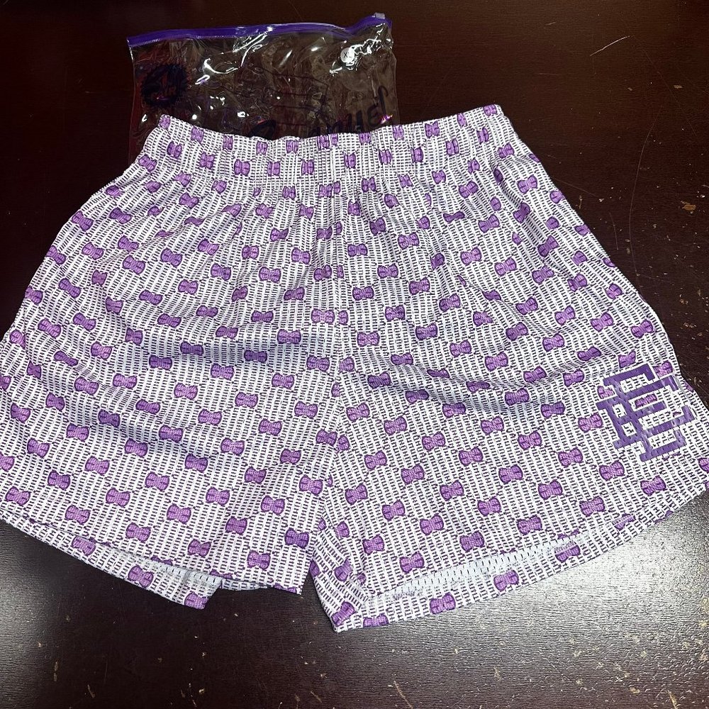 Eric Emanuel Mens Purple Elastic Waist Mesh Comfort Basic Shorts Size XL